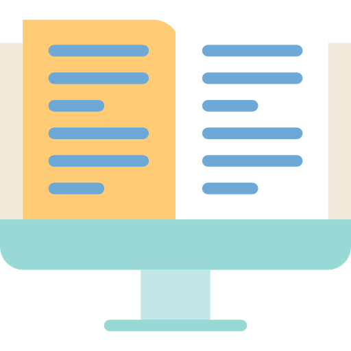 Reading, Monitor, Screen, Ebook, Education, Computer, Studies Icon