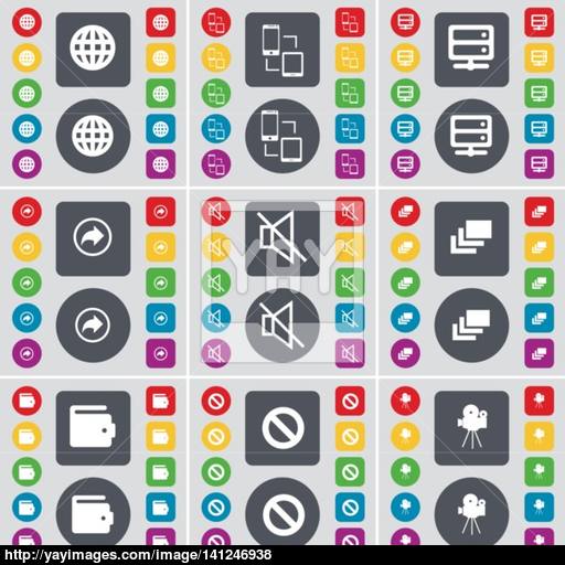 Globe, Connection, Server, Back, Mute, Gallery, Wallet, Stop, Film