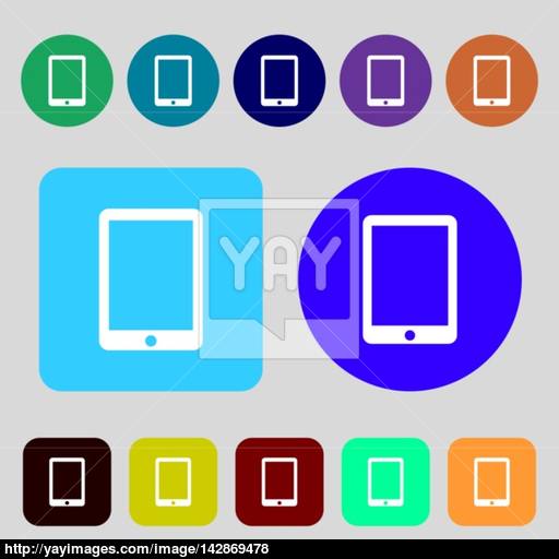 Tablet Sign Icon Smartphone Button Colored Buttons Flat
