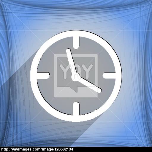 Clock Time Icon Symbol Flat Modern Web Design With Long Shadow
