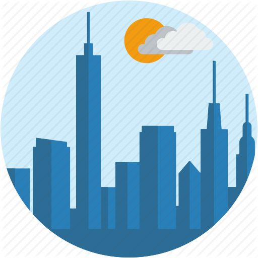 Circle, City, Downtown, Landscape, Scenery, Town Icon