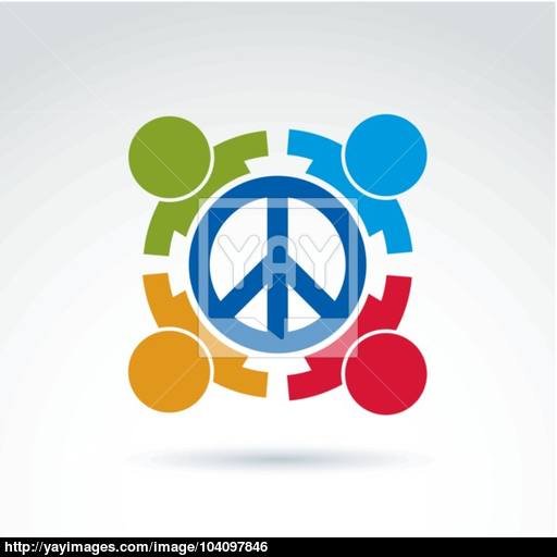 Round Antiwar Vector Icon, No War Symbol People Of All National