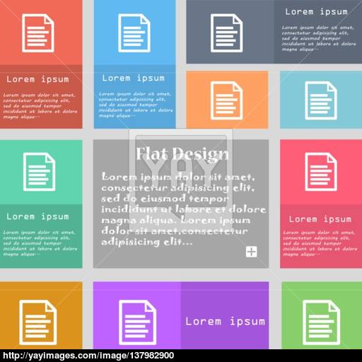 Text Icon Sign Set Of Multicolored Buttons With Space