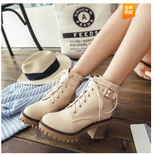New Womens Round Toe Block Heel Platform Lace Up Combat Riding