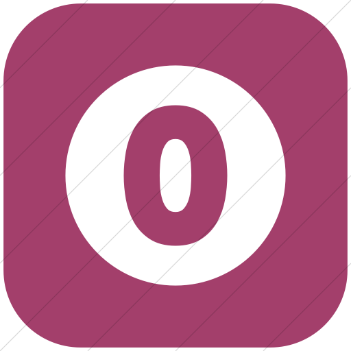 Flat Rounded Square White On Pink Encircled Solid Zero Icon