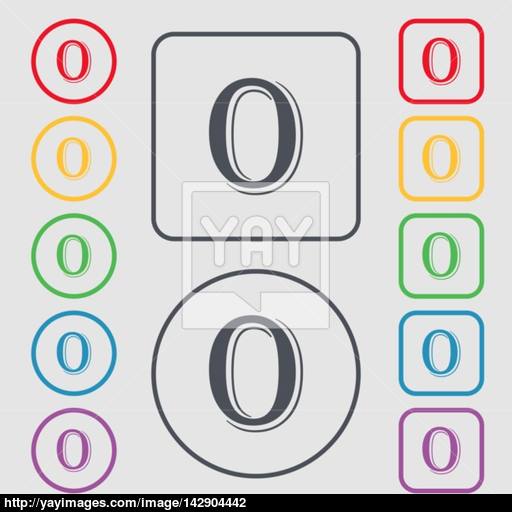 Number Zero Icon Sign Symbols On The Round And Square Buttons