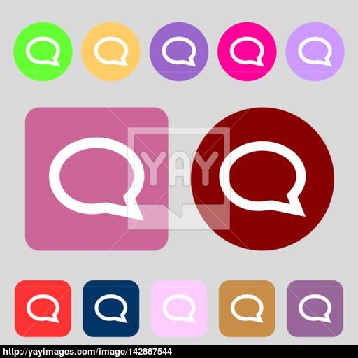 Speech Bubble Icons Think Cloud Symbols Colored Buttons Flat