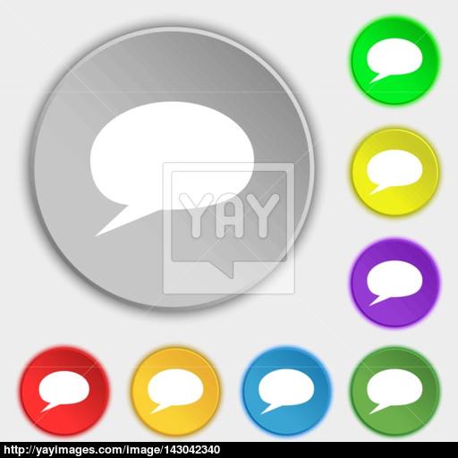 Speech Bubble Icons Think Cloud Symbols Symbols On Eight Flat