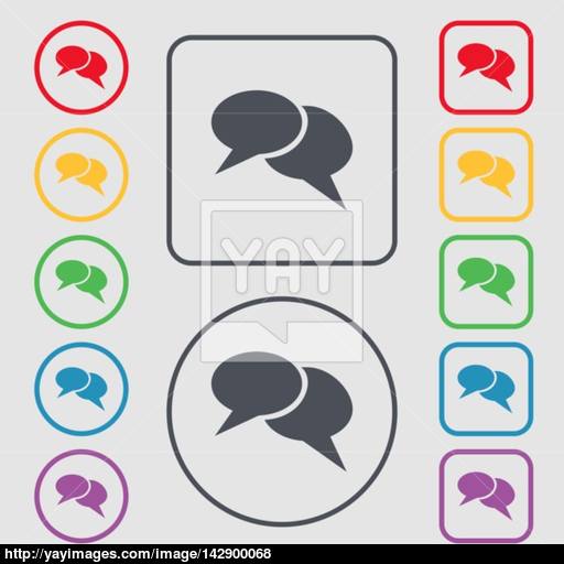 Speech Bubble Icons Think Cloud Symbols Symbols On The Round