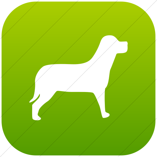 Flat Rounded Square White On Green Gradient Animals Dog