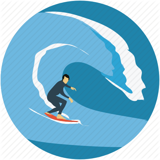Surf Boarding, Surfer, Surfing, Water Sports, Waving Icon