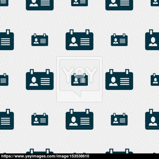 Identification Card Icon Sign Seamless Pattern With Geometric