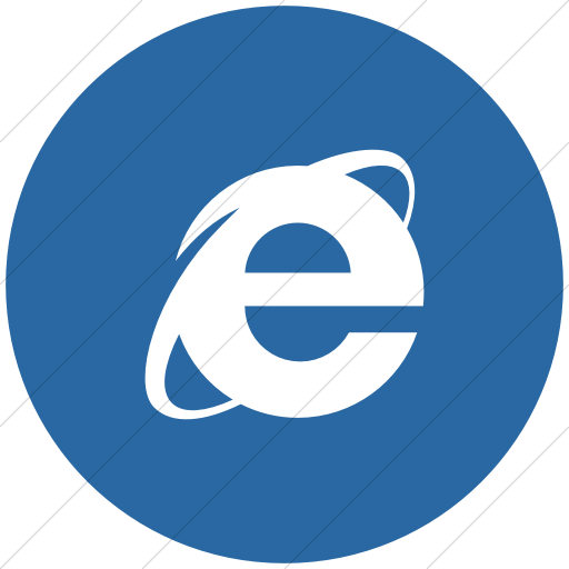 Flat Circle White On Blue Social Media Ie Icon