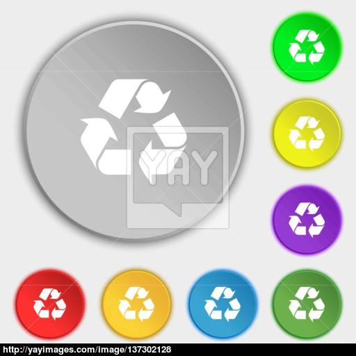 Processing Icon Sign Symbol On Five Flat Buttons Vector Vector