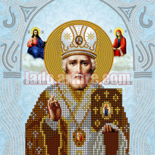 St Nicholas Small Icon In Silver Color Diy Bead Embroidery Kit