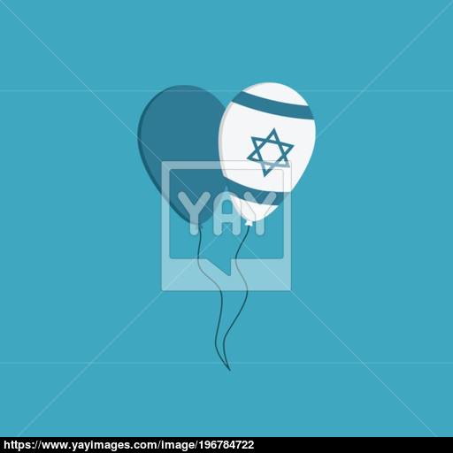 Two Balloons Icon In Flat Design With Israel Independence Day Ho