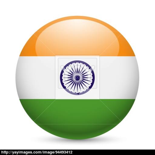 Round Glossy Icon Of India Vector