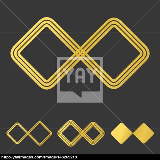 Golden Line Infinity Logo Design Set Vector