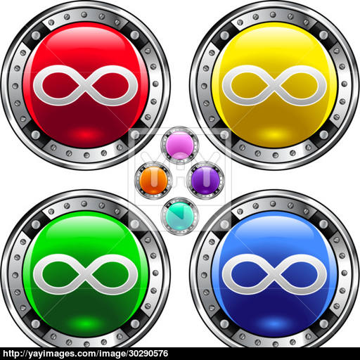 Infinity Symbol Colorful Button Vector