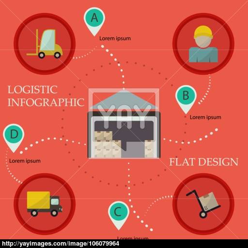 Logistic Infographic Flat Icons Set Vector