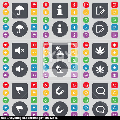 Umbrella, Information, Survey, Mute, Palm, Marijuana, Flag, Magnet