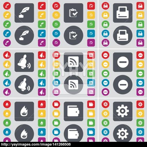 Ink Pen, Survey, Printer, Bell, Rss, Minus, Fire, Wallet, Gear