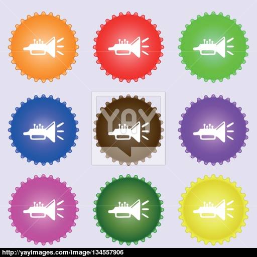 Trumpet, Brass Instrument Icon Sign A Set Of Nine Different
