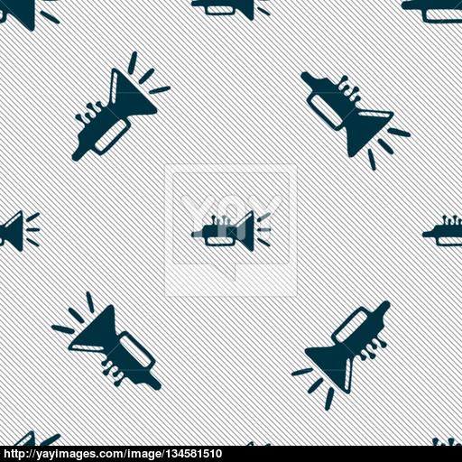 Trumpet, Brass Instrument Icon Sign Seamless Pattern
