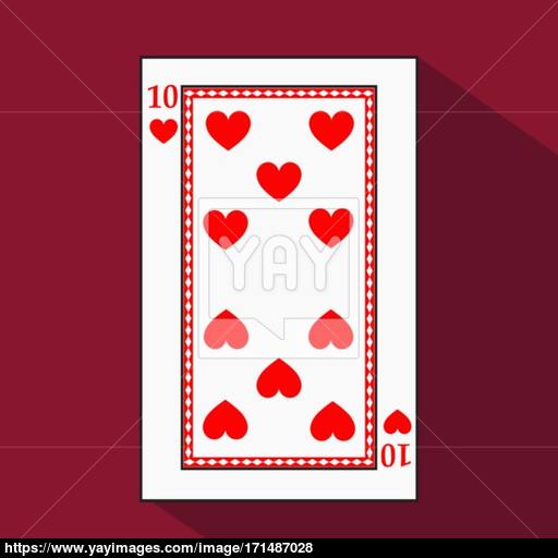 Playing Card The Icon Picture Is Easy Heart Ten With White