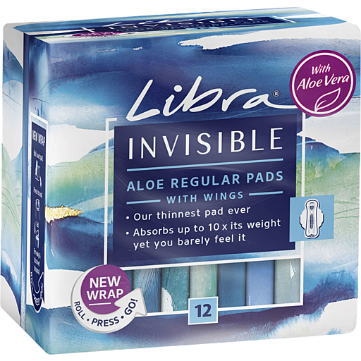 Libra Invisible Pads Regular With Wings, Aloe Pack