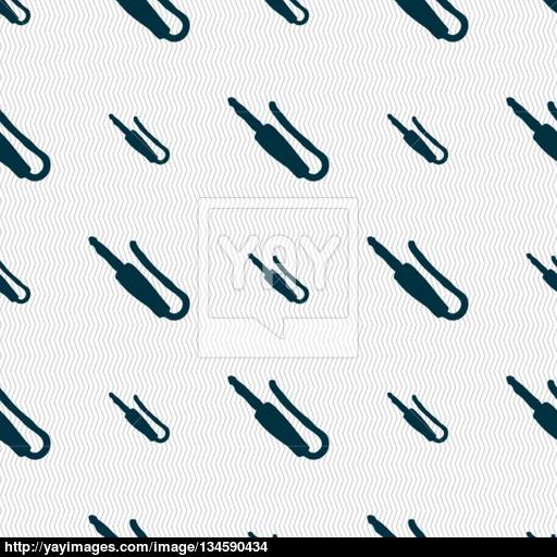 Plug, Mini Jack Icon Sign Seamless Pattern With Geometric Texture