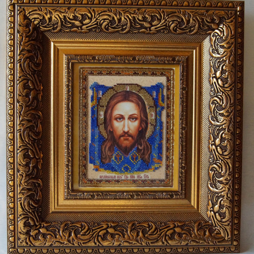 Jesus Christ The Saviour Christian Orthodox Bead Embroidered Icon