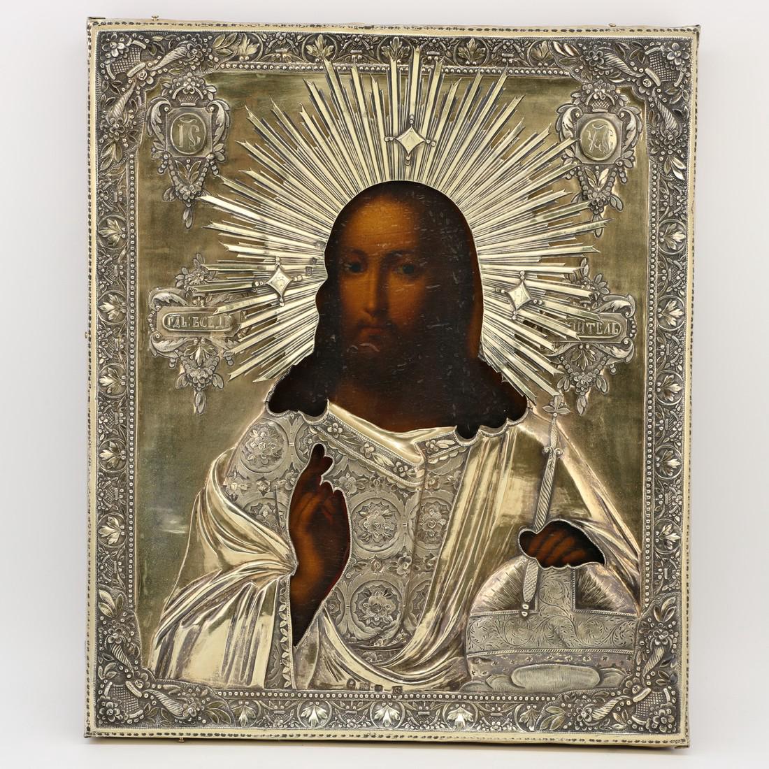 Christ Pantocrator Silver Riza Russian Icon