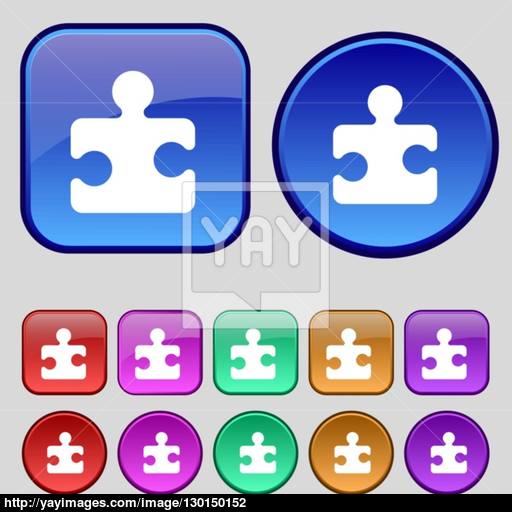 Puzzle Piece Icon Sign A Set Of Twelve Vintage Buttons For Your