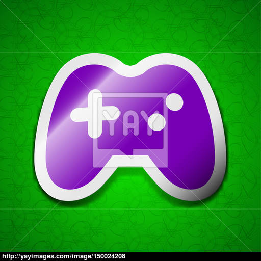 Joystick Icon Sign Symbol Chic Colored Sticky Label On Green