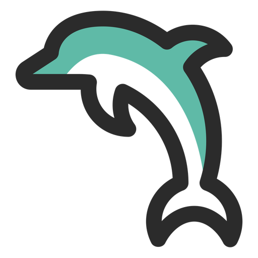 Jumping Dolphin Colored Stroke Icon