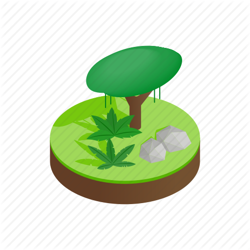 Grass, Green, Isometric, Jungle, Landscape, Nature, Tree Icon