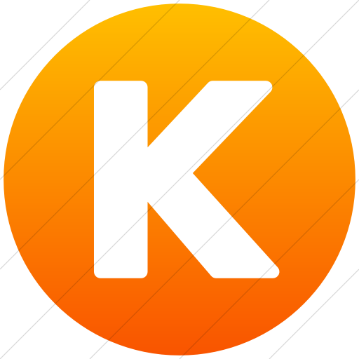 Simple Orange Gradient Encircled Solid Capital K Icon