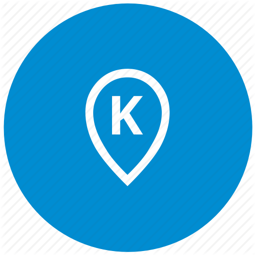 K, Letter, Map, Point, Round Icon