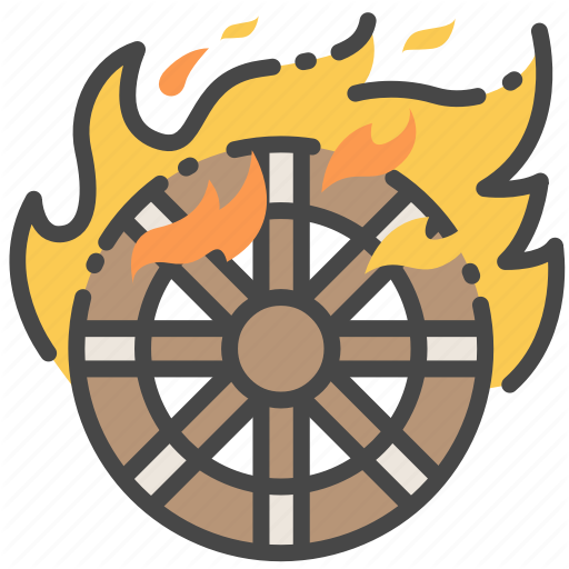 Burning, Fire, Ghost, Japanese, Kasha, Wheel, Yokai Icon