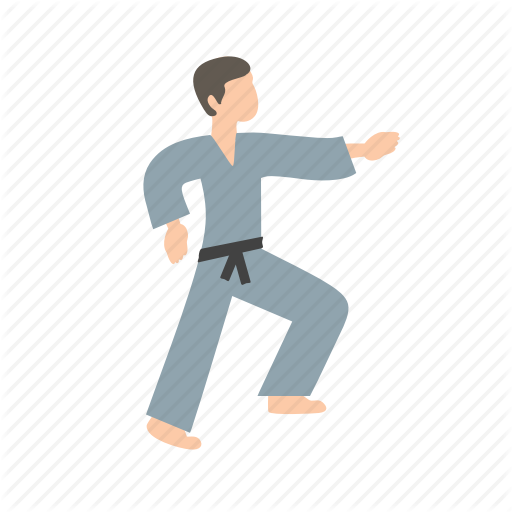 Fighter, Karate, Kick, Martial, Training, White, Young Icon