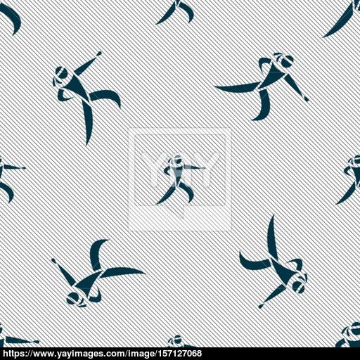 Karate Kick Icon Sign Seamless Pattern With Geometric Texture
