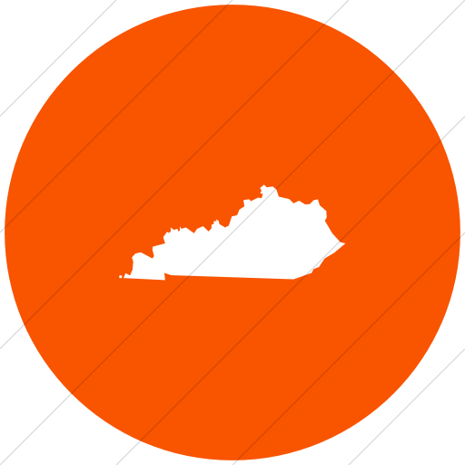 Flat Circle White On Orange Us States Kentucky Icon