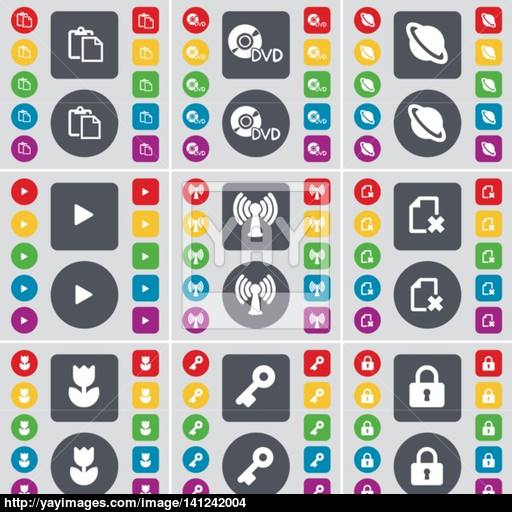 Survey, Dvd, Planet, Media Play, Wi Fi, File, Flower, Key, Lock