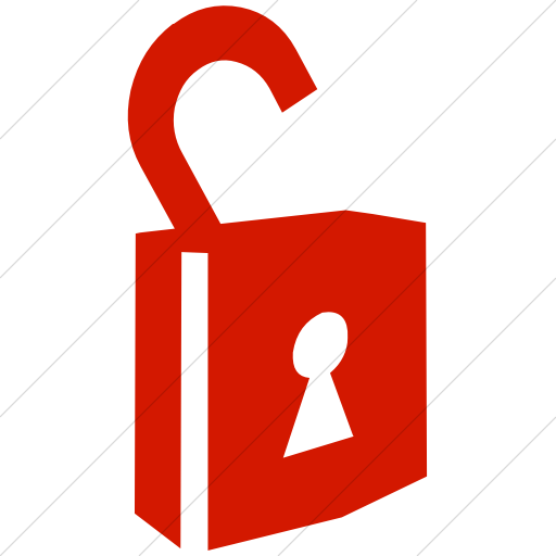 Simple Red Classica Unlocked Padlock With Keyhole Icon