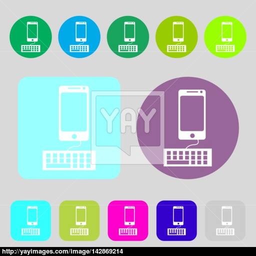 Computer Keyboard And Smatphone Icon Colored Buttons Flat
