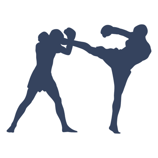 Boxing Kickboxing Fight Blue Silhouette