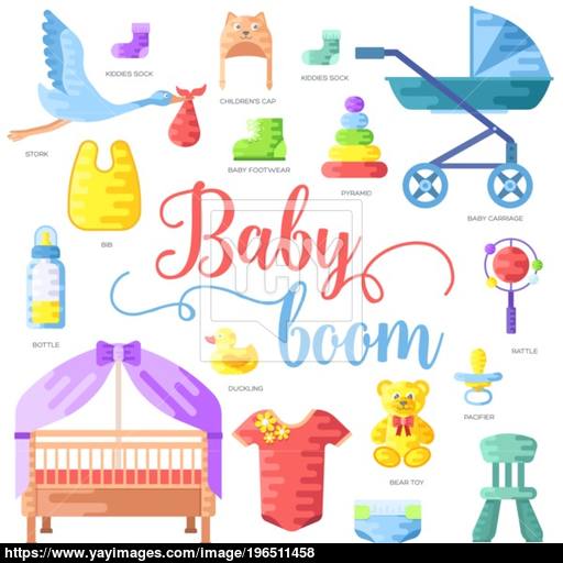 World Breastfeeding Week And Kids Elements Flat Icon Set Concept