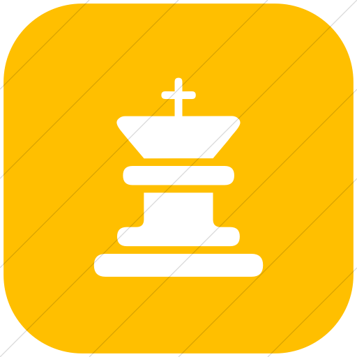 Flat Rounded Square White On Yellow Classica King Chess
