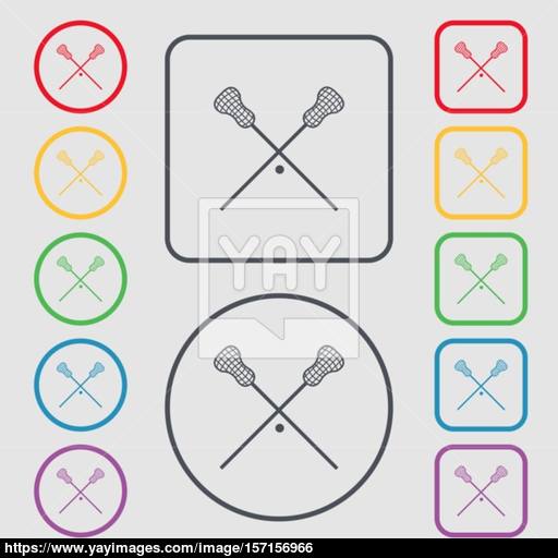Lacrosse Sticks Crossed Icon Sign Symbol On The Round And Square